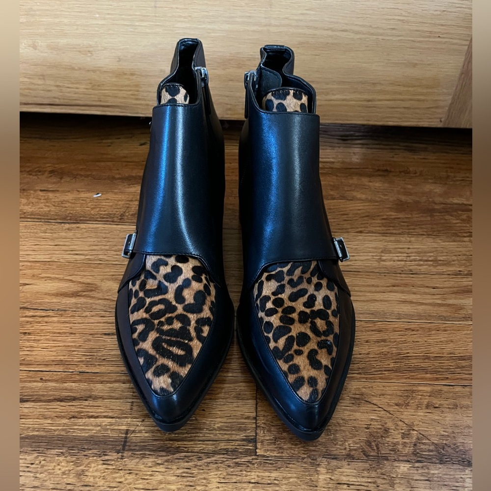 Circus by Sam Edelman Black and Leopard Ankle Boots